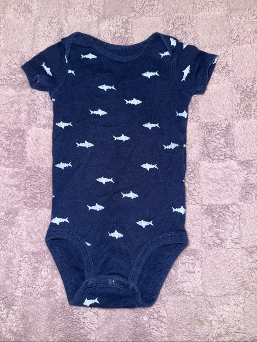 Carter's Navy One-Piece Bodysuit with Light Blue Shark Motif